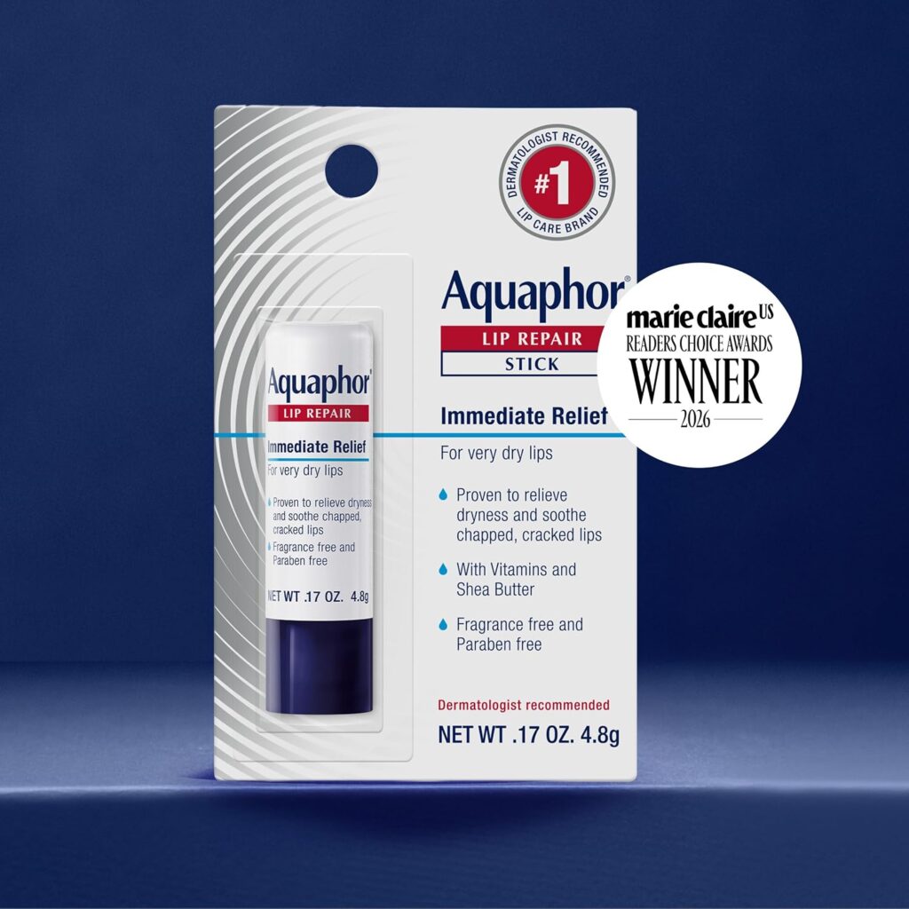 Aquaphor lip balm for chapped lips.