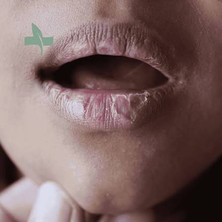 Girl with chapped lips.