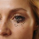 Mascara flakes when girl applied it on her eye lashes