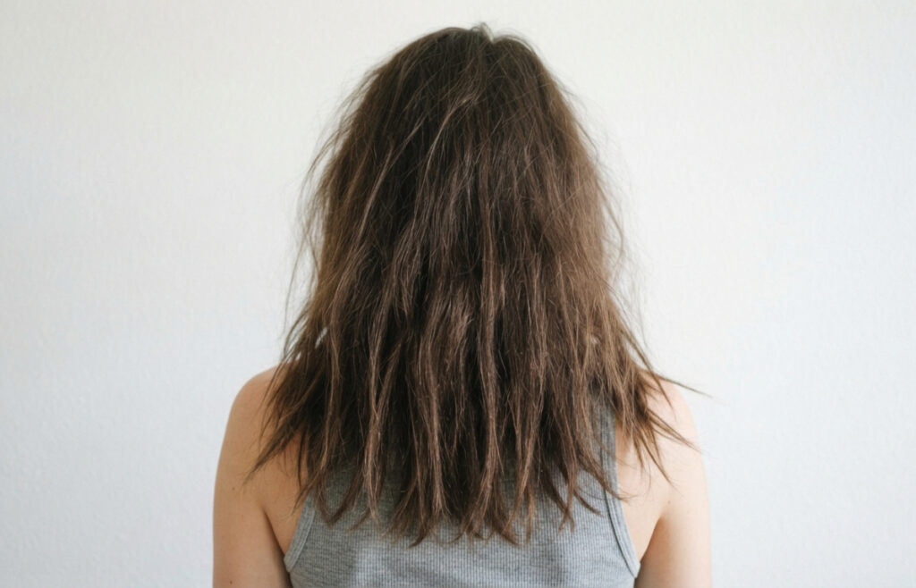 Girl with damaged hairs.